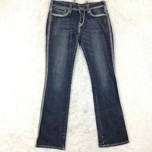 Cowgirl Tuff Womens Jeans Boot Cut Blue Denim Indigo Buck Off L35 Long 29